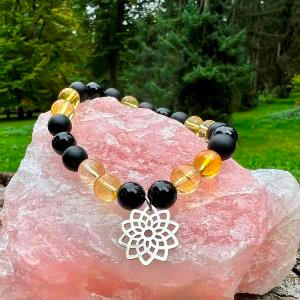 Minerální náramek onyx, citrin - VOSIČKA